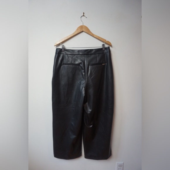 ANNE KLEIN Wide Leg Black Vegan Leather Ankle Pants (US 8) - Picture 8 of 10